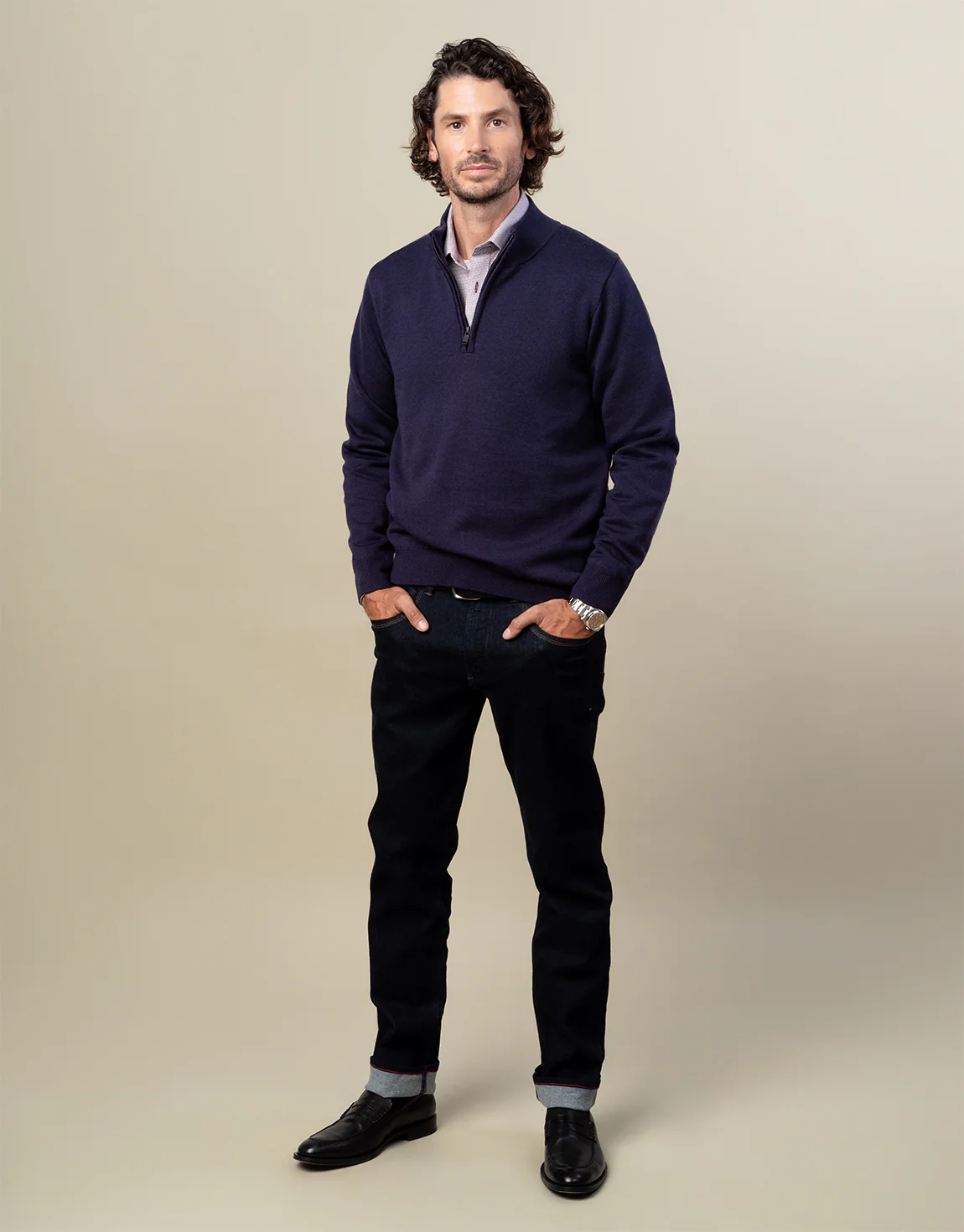 Mataura Indigo Blue 1/4 Zip Jersey - Image 3