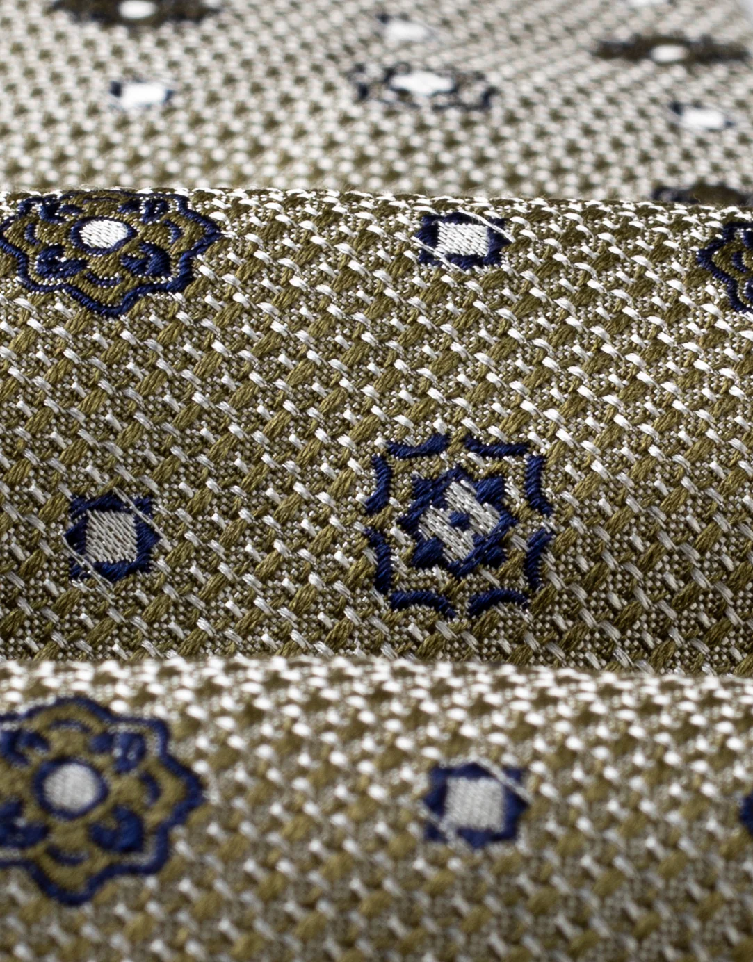 Moss Green & Navy Geo Italian Silk Tie - Image 2
