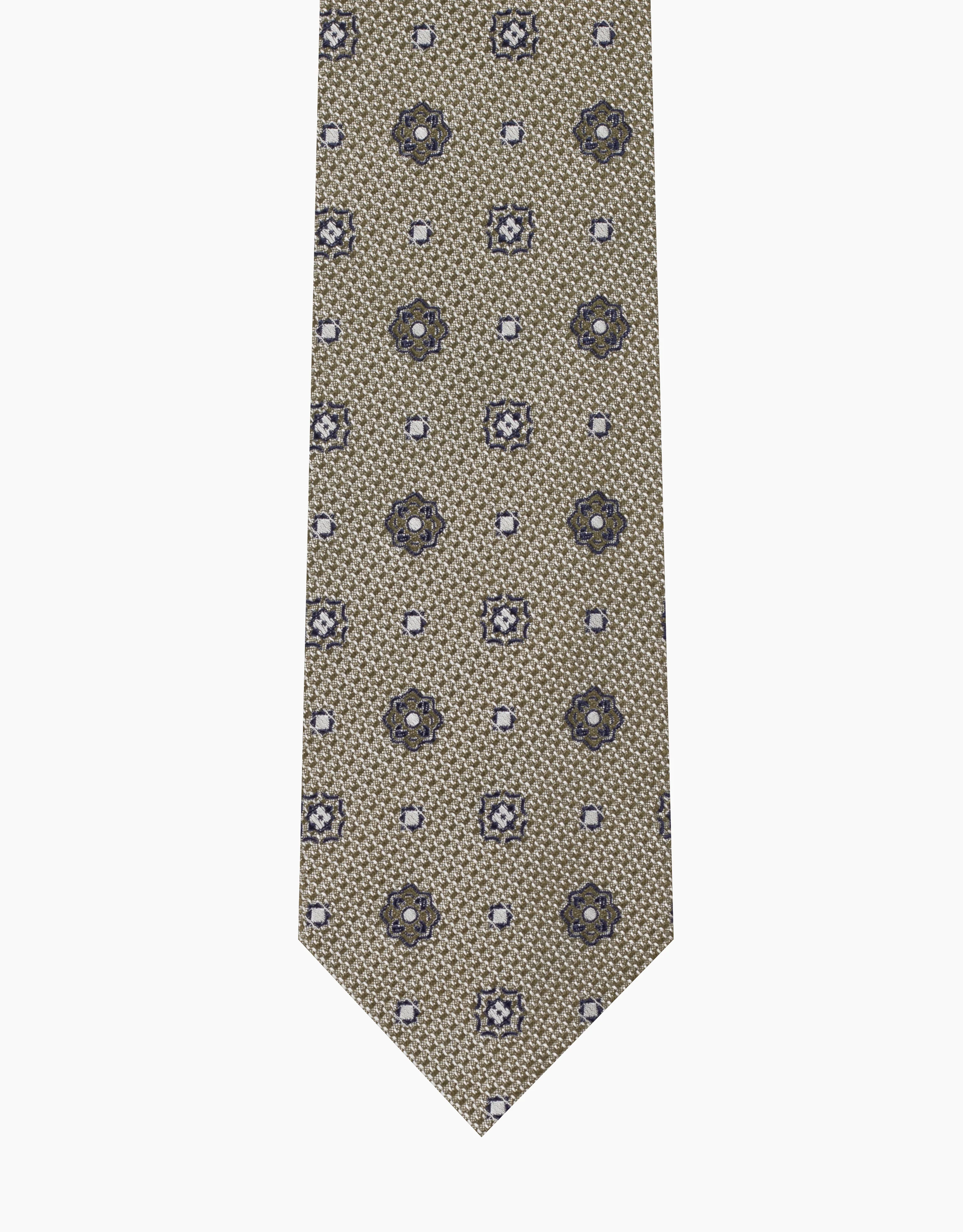 Moss Green & Navy Geo Italian Silk Tie - Image 3
