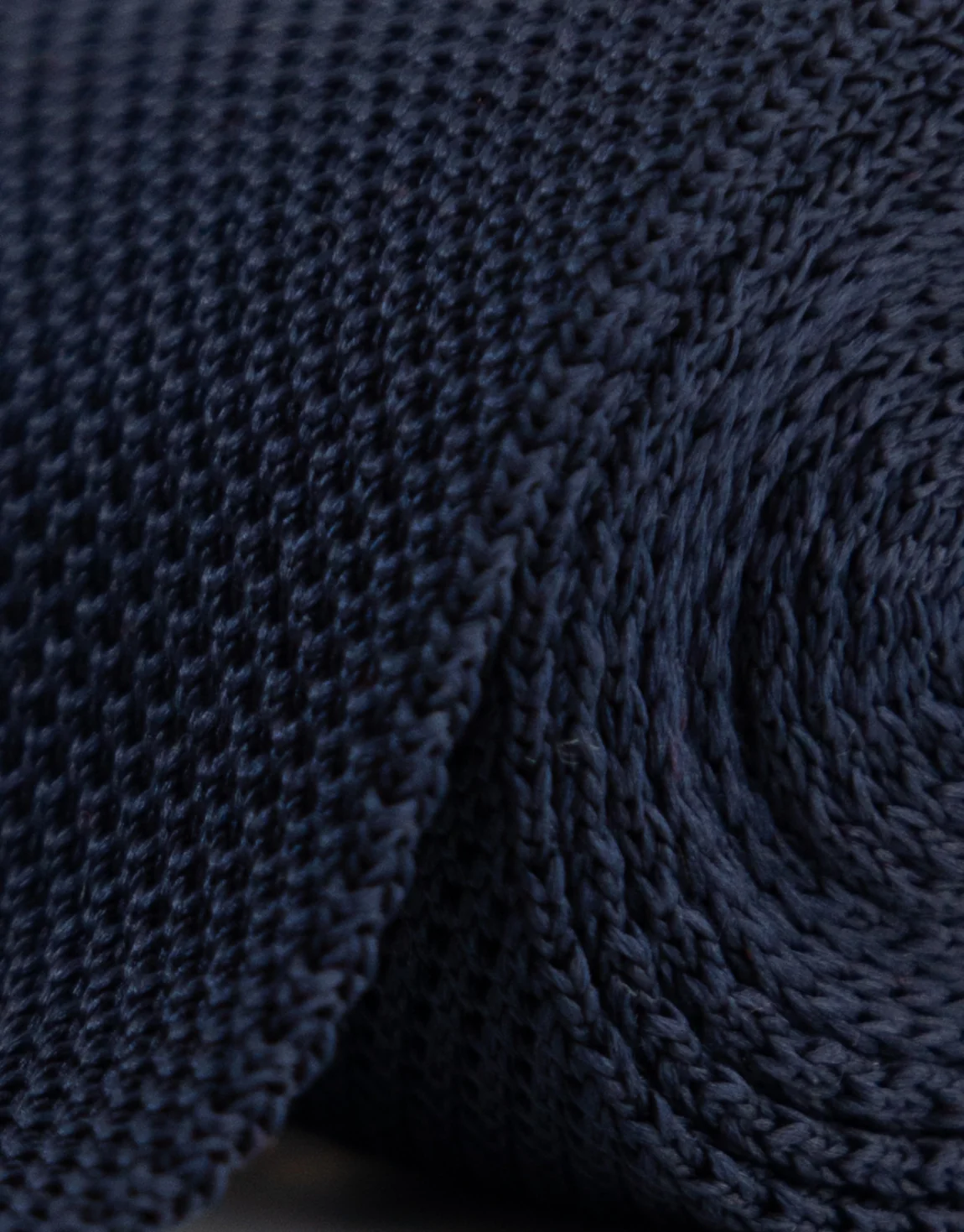 Navy Knitted Silk Tie - Image 2
