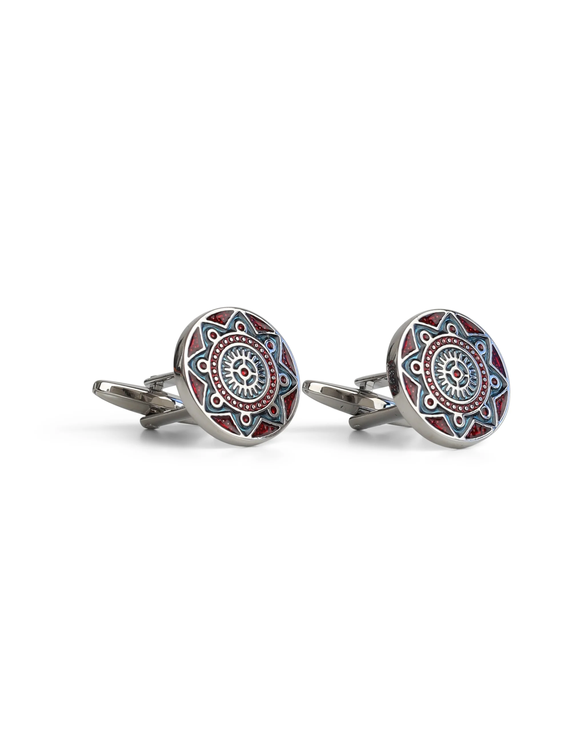 Navy & Purple Mosaic Design Cufflink - Image 2