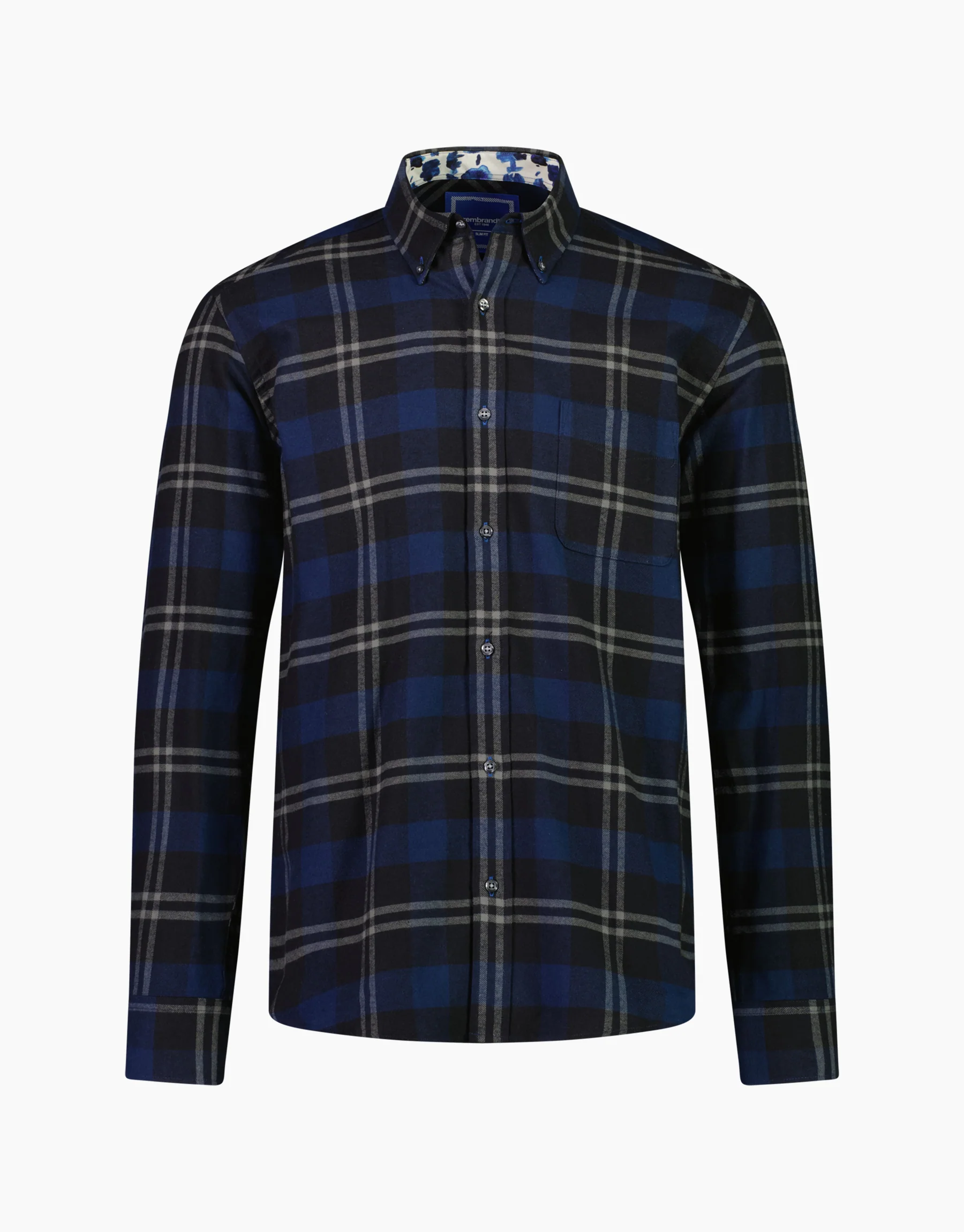 Ohope Blue & Black Check Flannel Shirt - Image 4