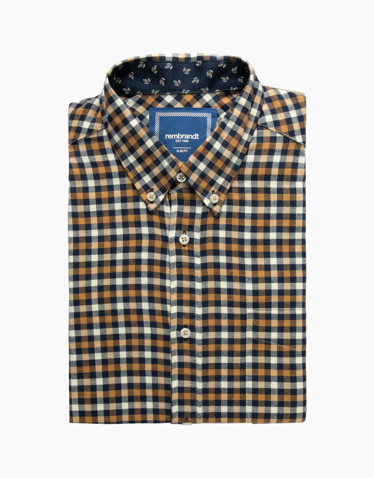 Ohope Blue & Camel Check Flannel Shirt - Image 6