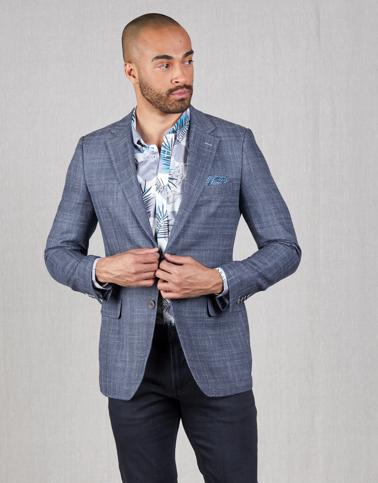 Ohope Blue Leaf Print Shirt - Image 4