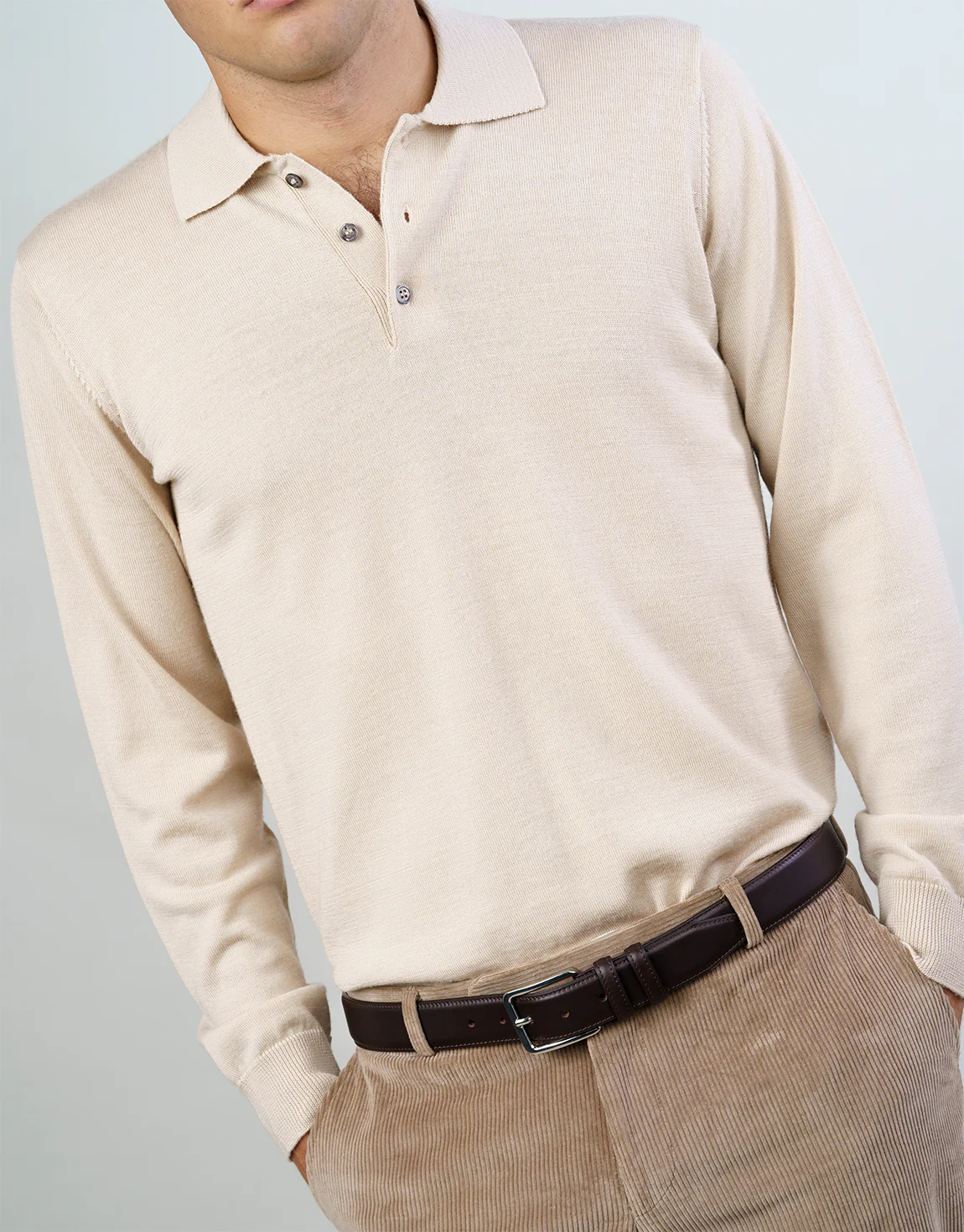 Owaka Beige Merino Polo - Image 5
