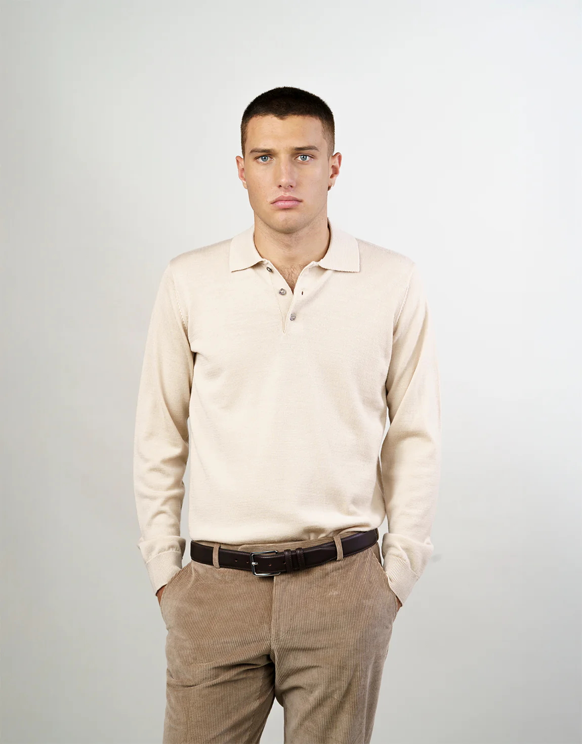 Owaka Beige Merino Polo - Image 6