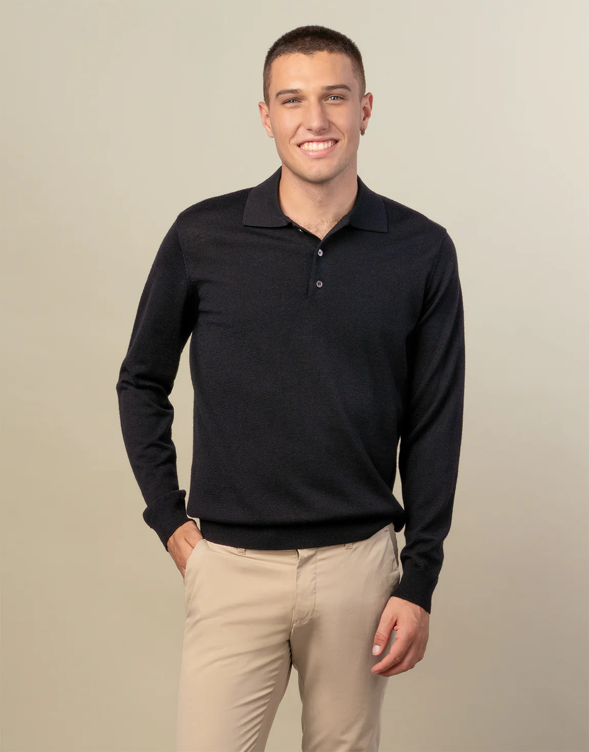 Owaka Black Merino Polo - Image 3