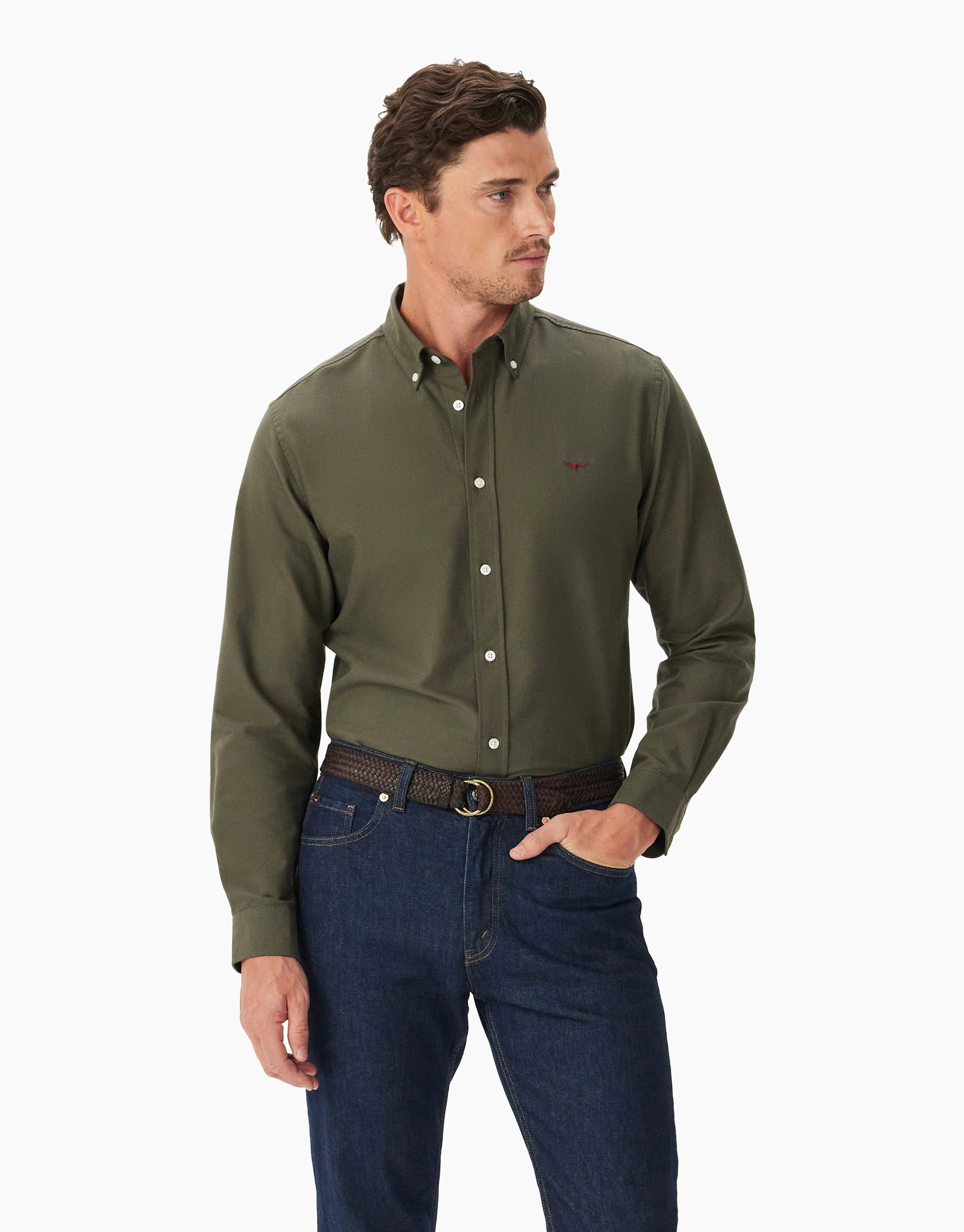 R.M. Williams Clapton Oxford Olive Shirt - Image 2