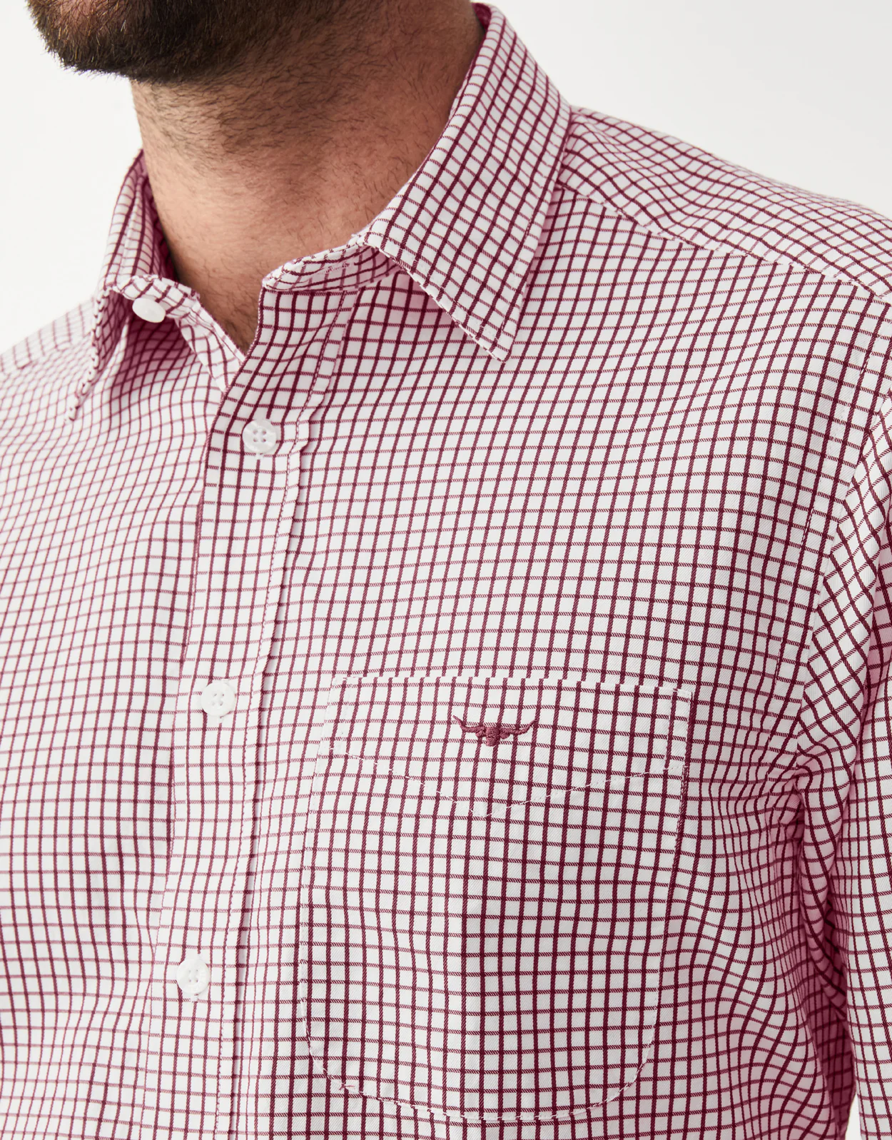 R.M. Williams Collins Burgundy & White Twill Shirt - Image 5