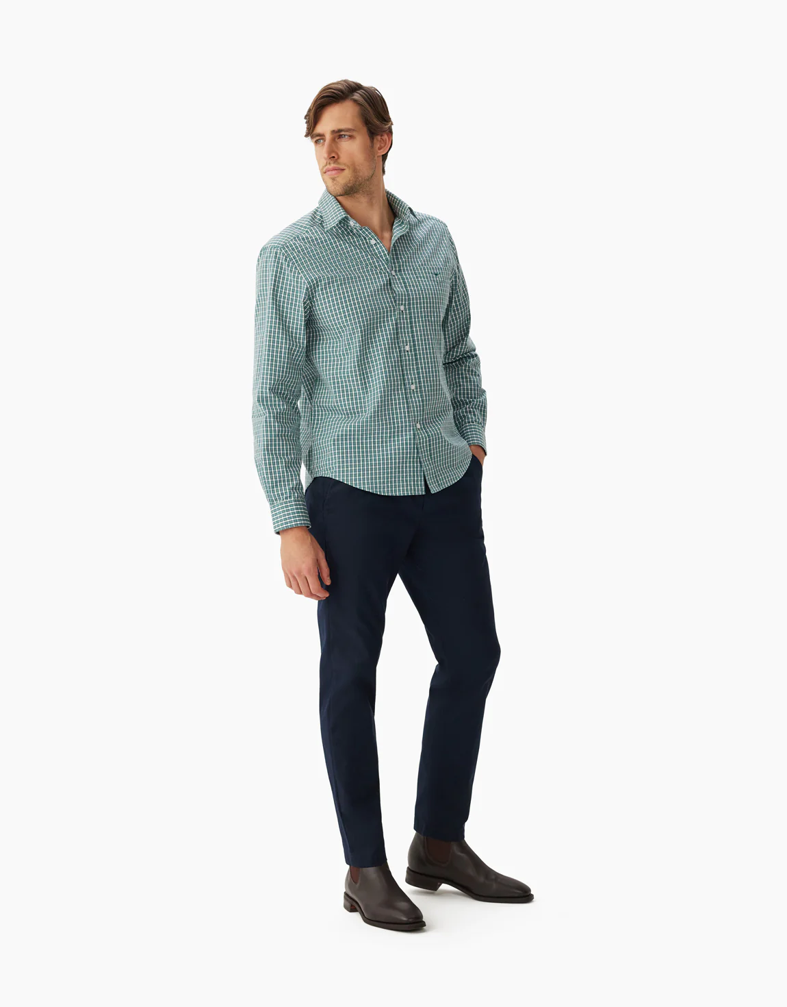 R.M.Williams Collins Green and Blue Check Shirt - Image 4