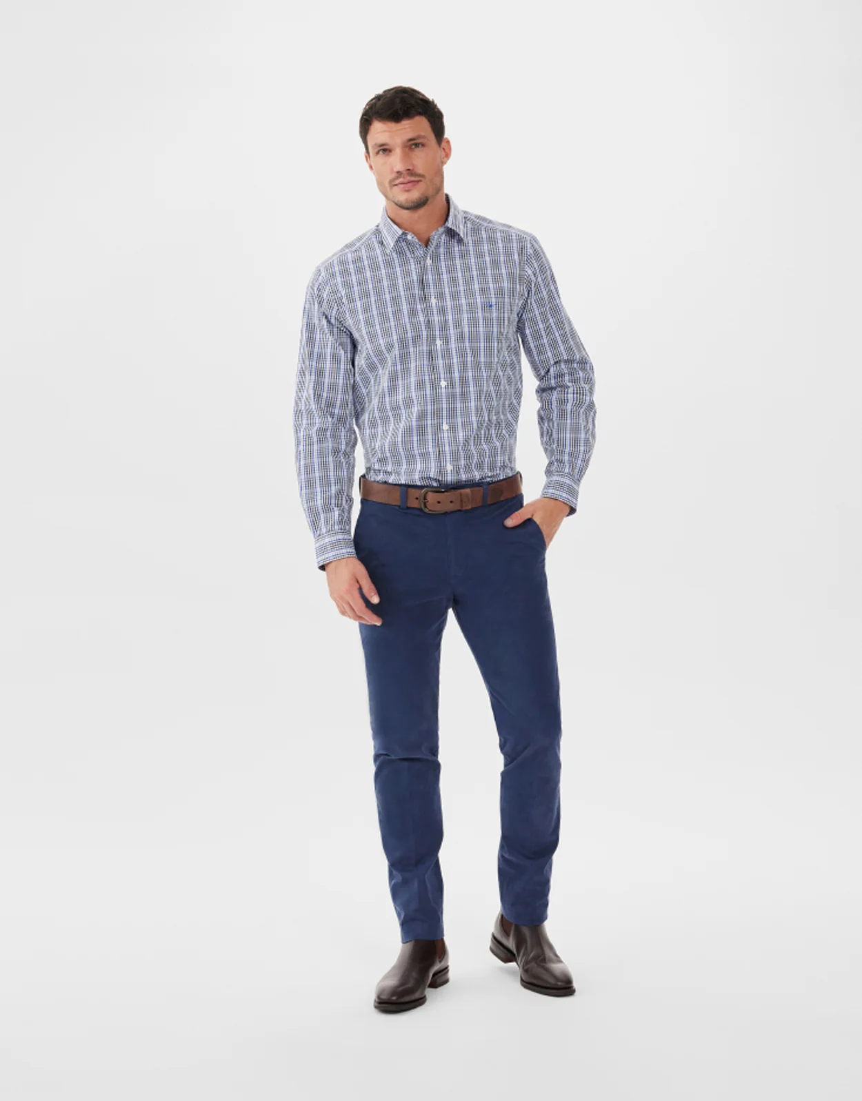 R.M.Williams Collins Navy, Blue & White Shirt - Image 4