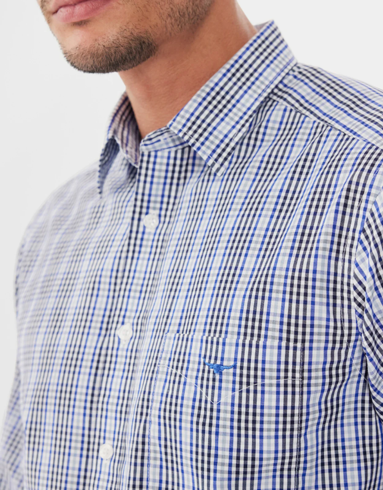 R.M.Williams Collins Navy, Blue & White Shirt - Image 5