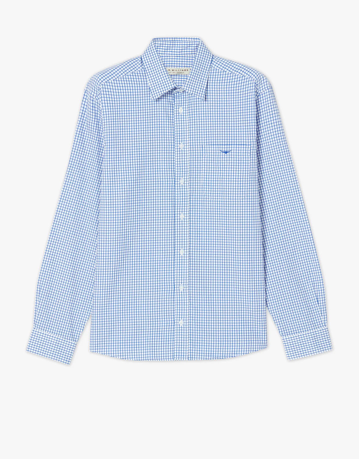 R.M. Williams Collins White & Blue Twill Check Shirt