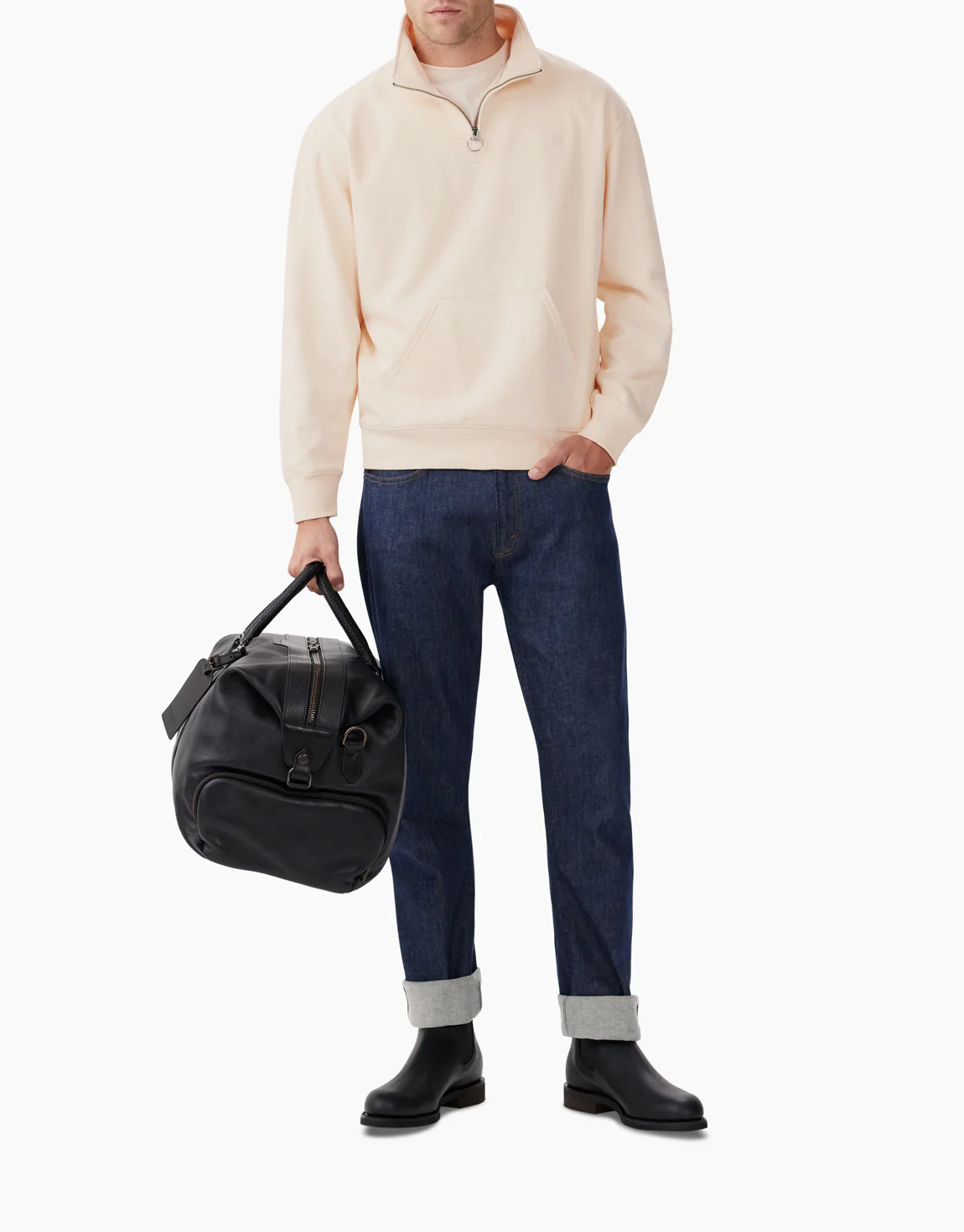 R.M.Williams Mount Loopback Cream Quarter Zip - Image 4