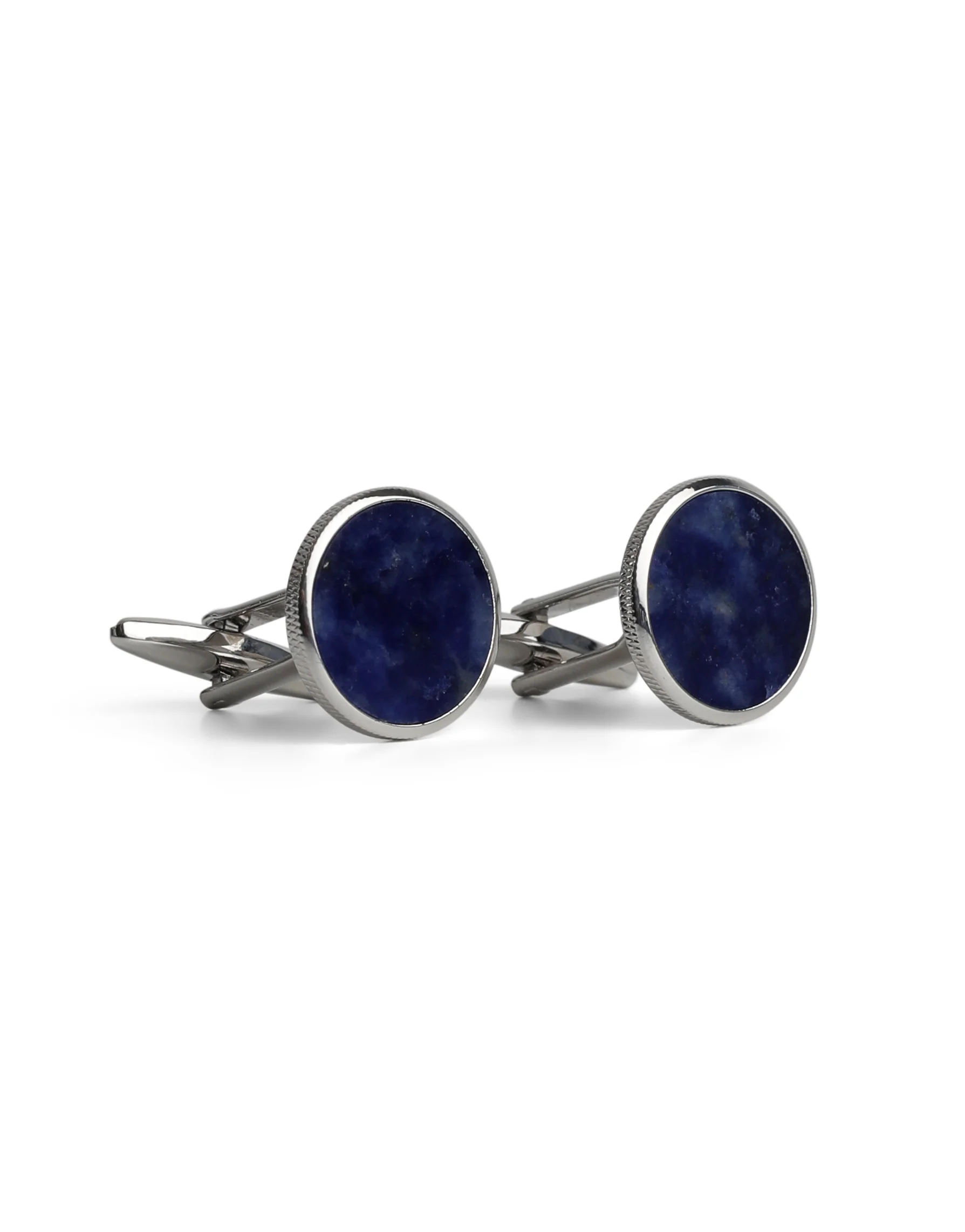 Round Silver with Blue Sodalite Cufflink - Image 2