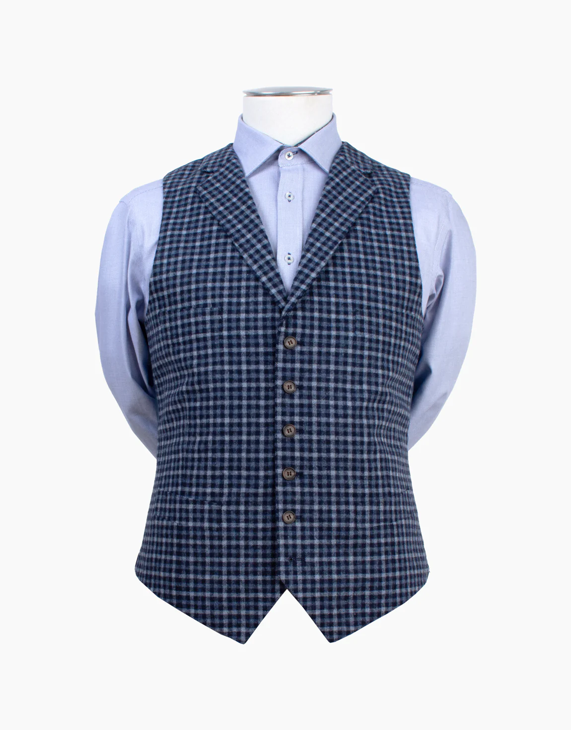 Shelby Blue Guncheck Waistcoat - Image 5