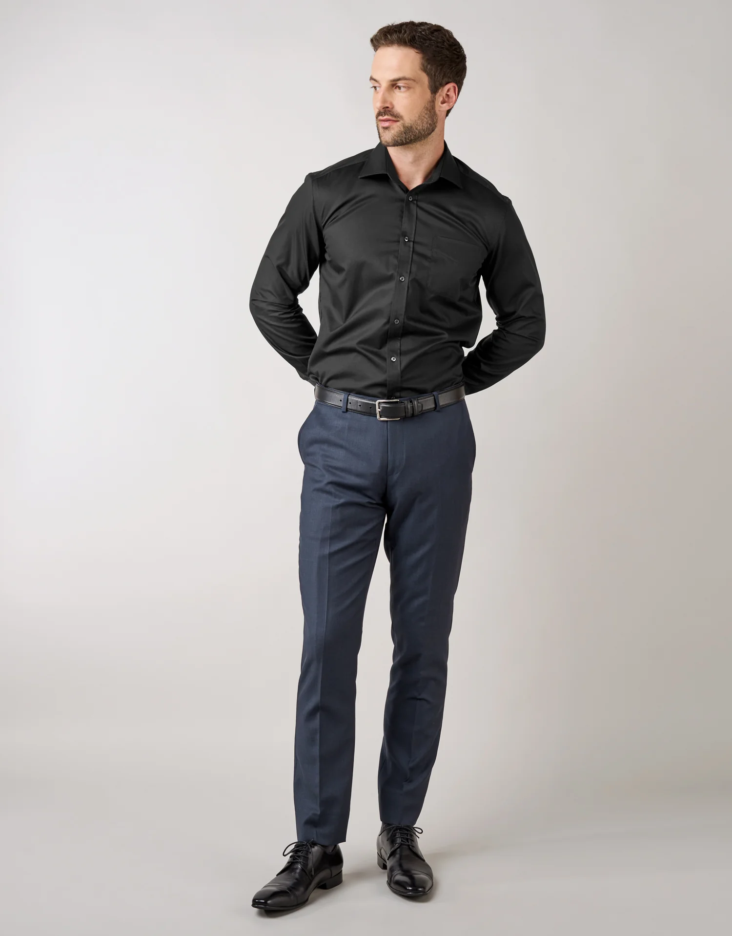 Sinatra Black Twill Tailored Shirt - Image 3
