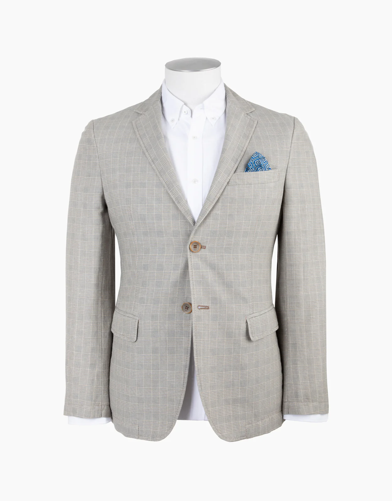 Split Beige & Grey Check Blazer - Image 4