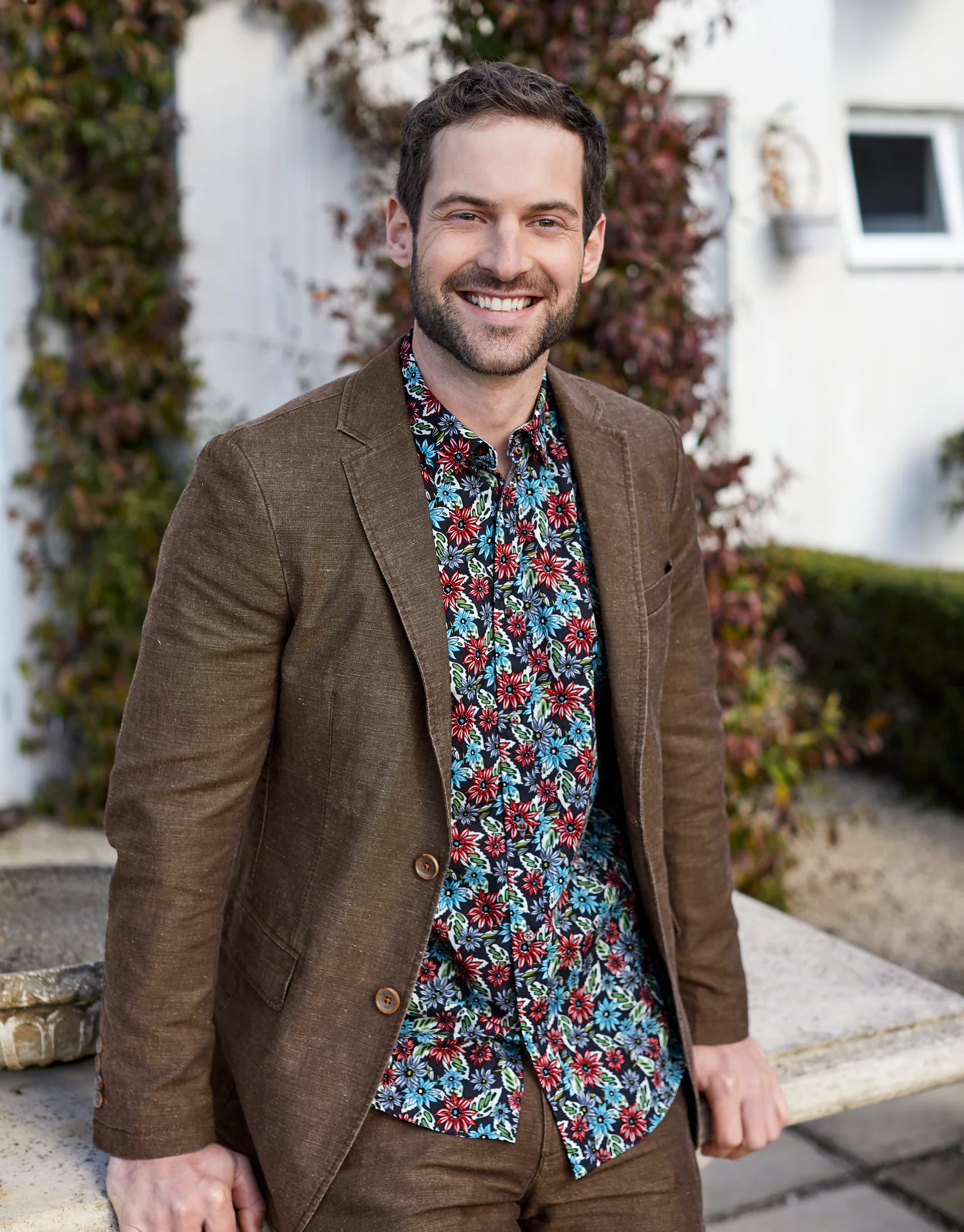 Split Brown Birdseye Blazer - Image 3