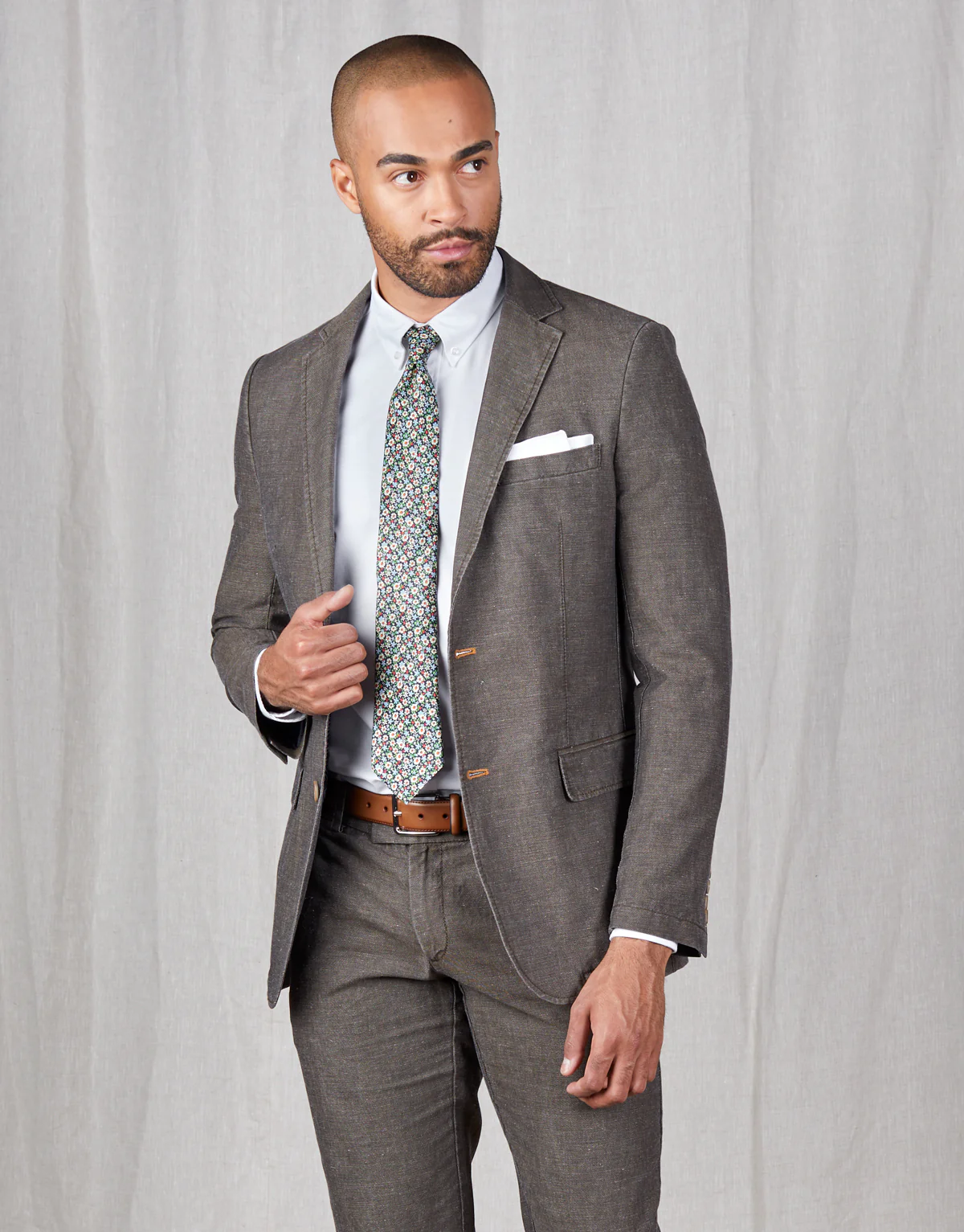 Split Brown Birdseye Blazer - Image 5