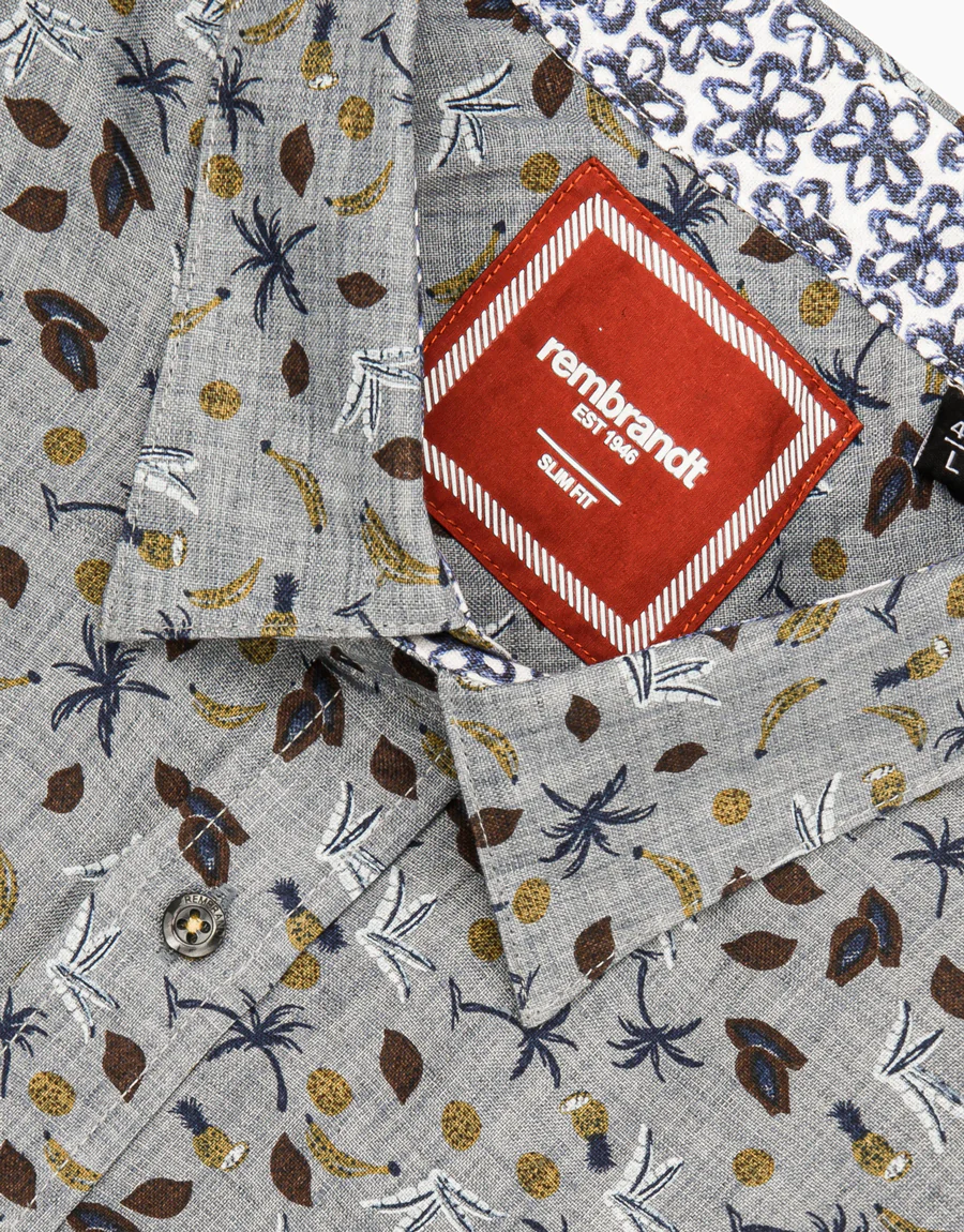 Waihi grey tropical short sleeve shirt - Image 2