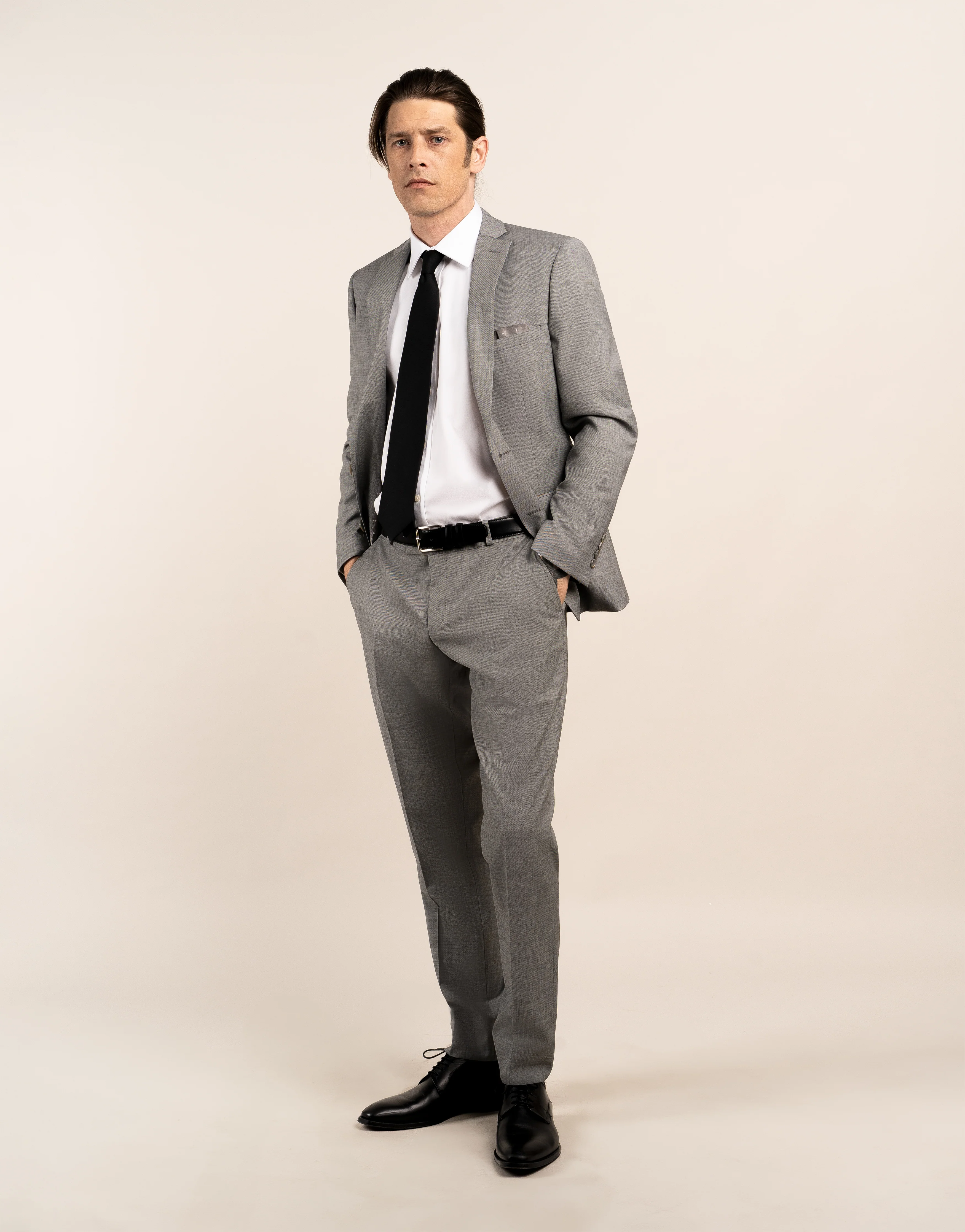Hire Taylor Light Grey Sharkskin Suit Jacket - Image 4