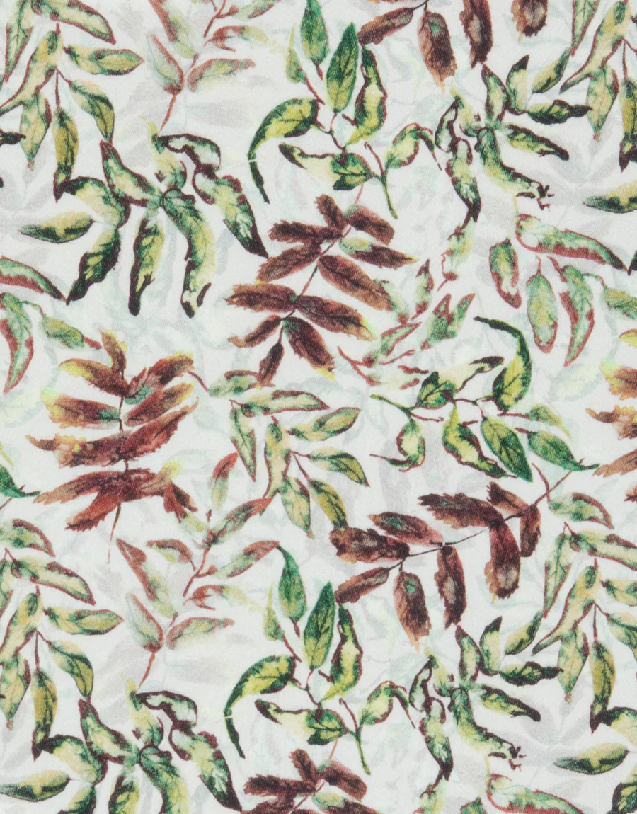 Waihi Green & Brown Leaves Print Short Sleeve Shirt - Image 6