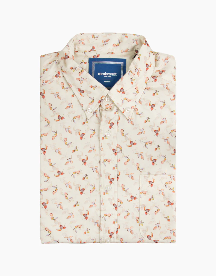Washed Ohope Autumn Leaves Printed Shirt - Image 4