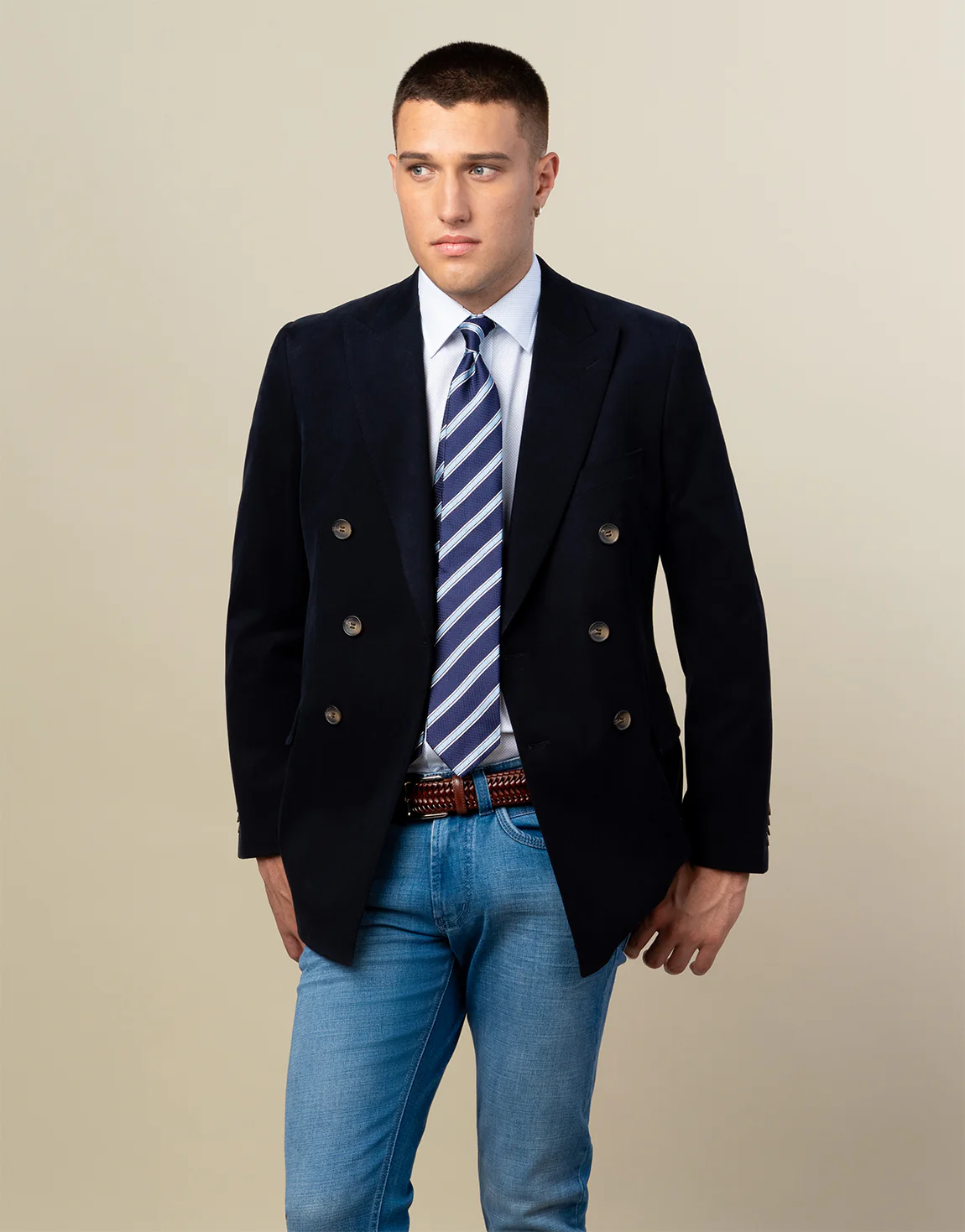 Whetu Navy Brushed Cotton Blazer - Image 7