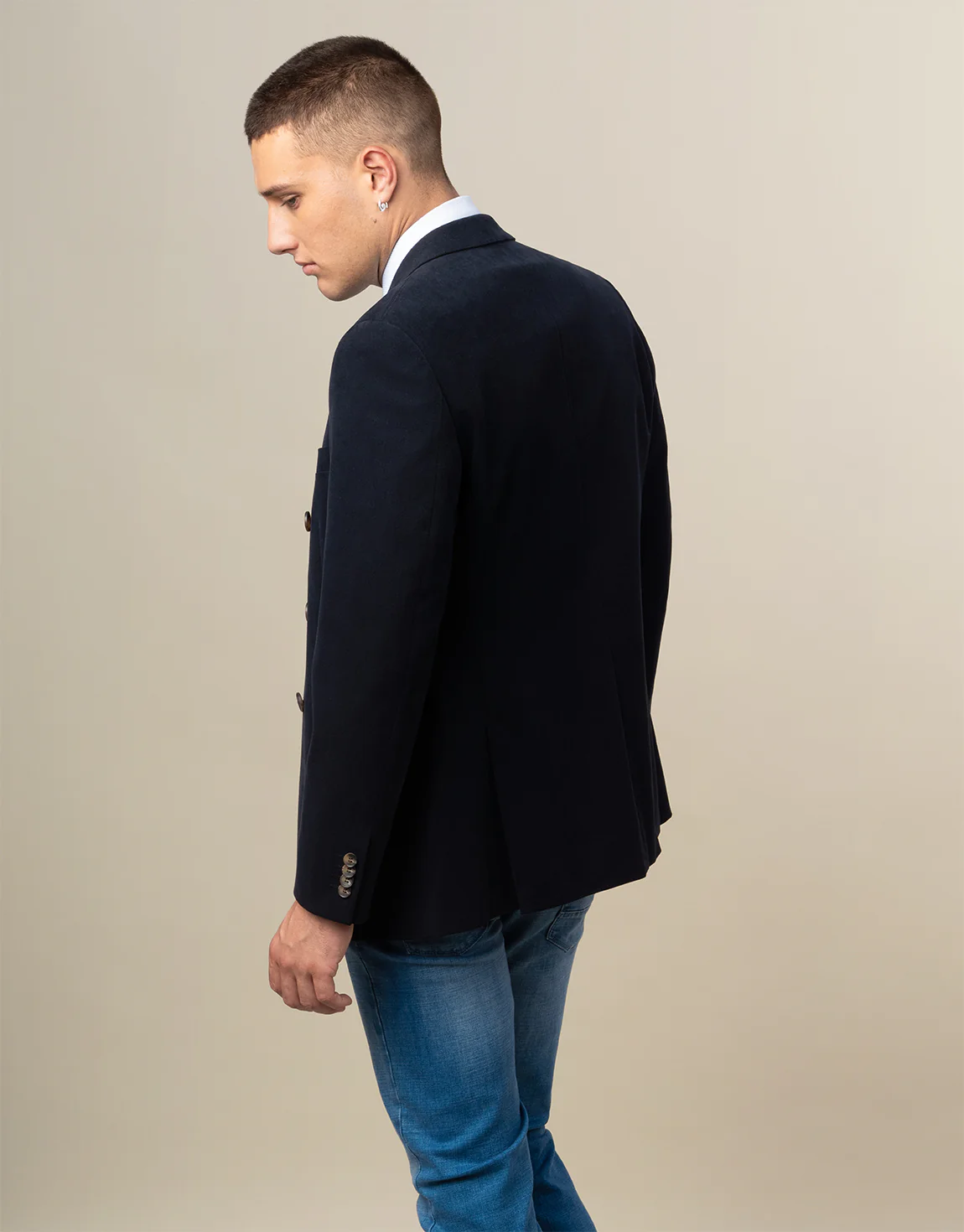 Whetu Navy Brushed Cotton Blazer - Image 8