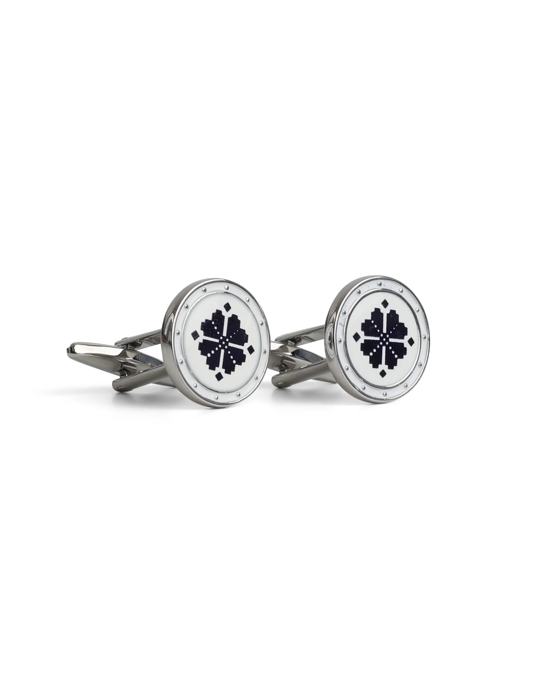 White & Black Mosaic Design Cufflink - Image 2