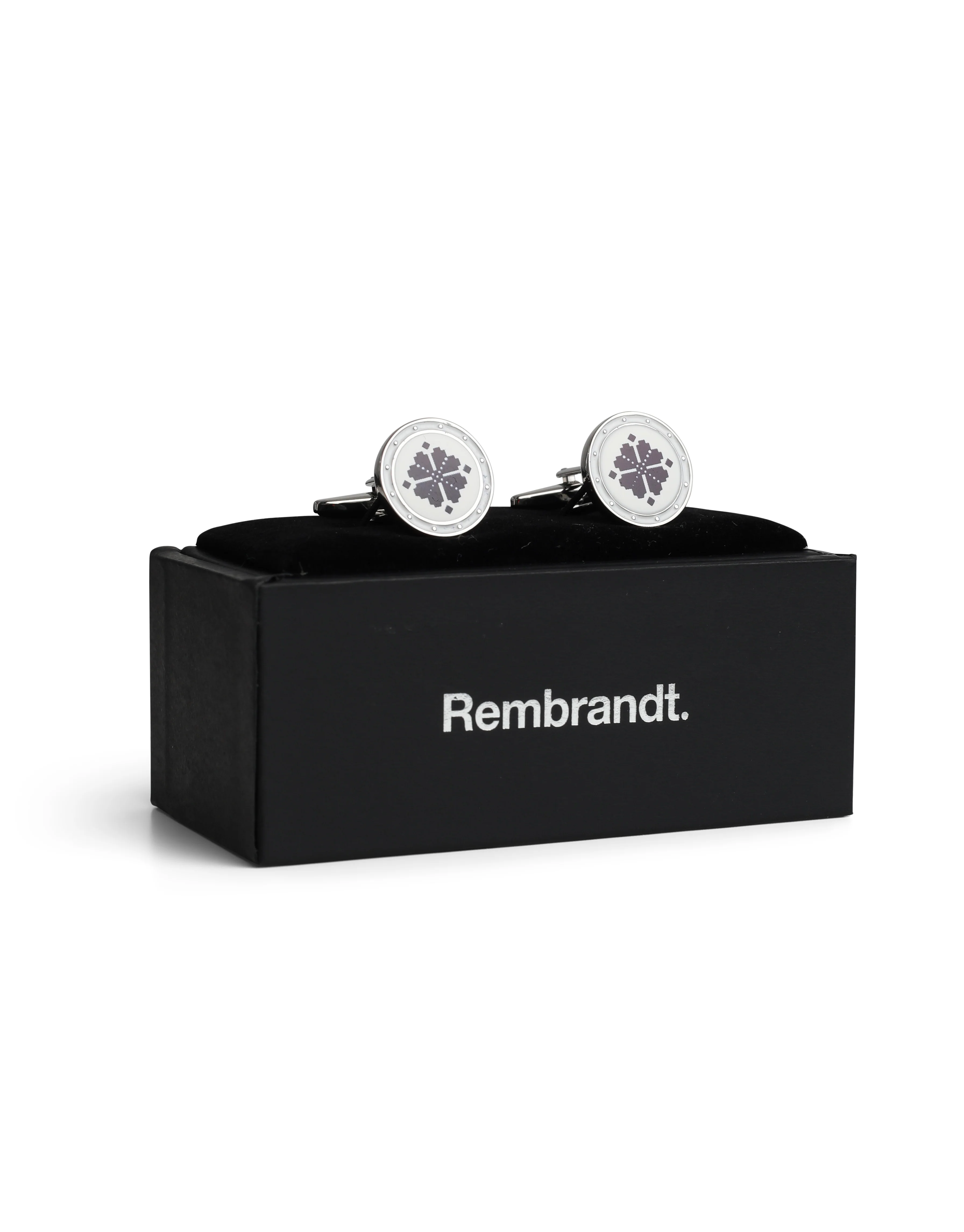 White & Black Mosaic Design Cufflink - Image 3