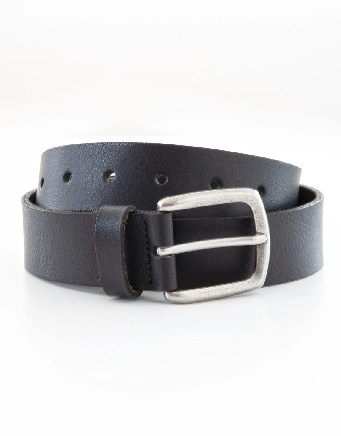 Woolston Black Tumbled Leather Belt