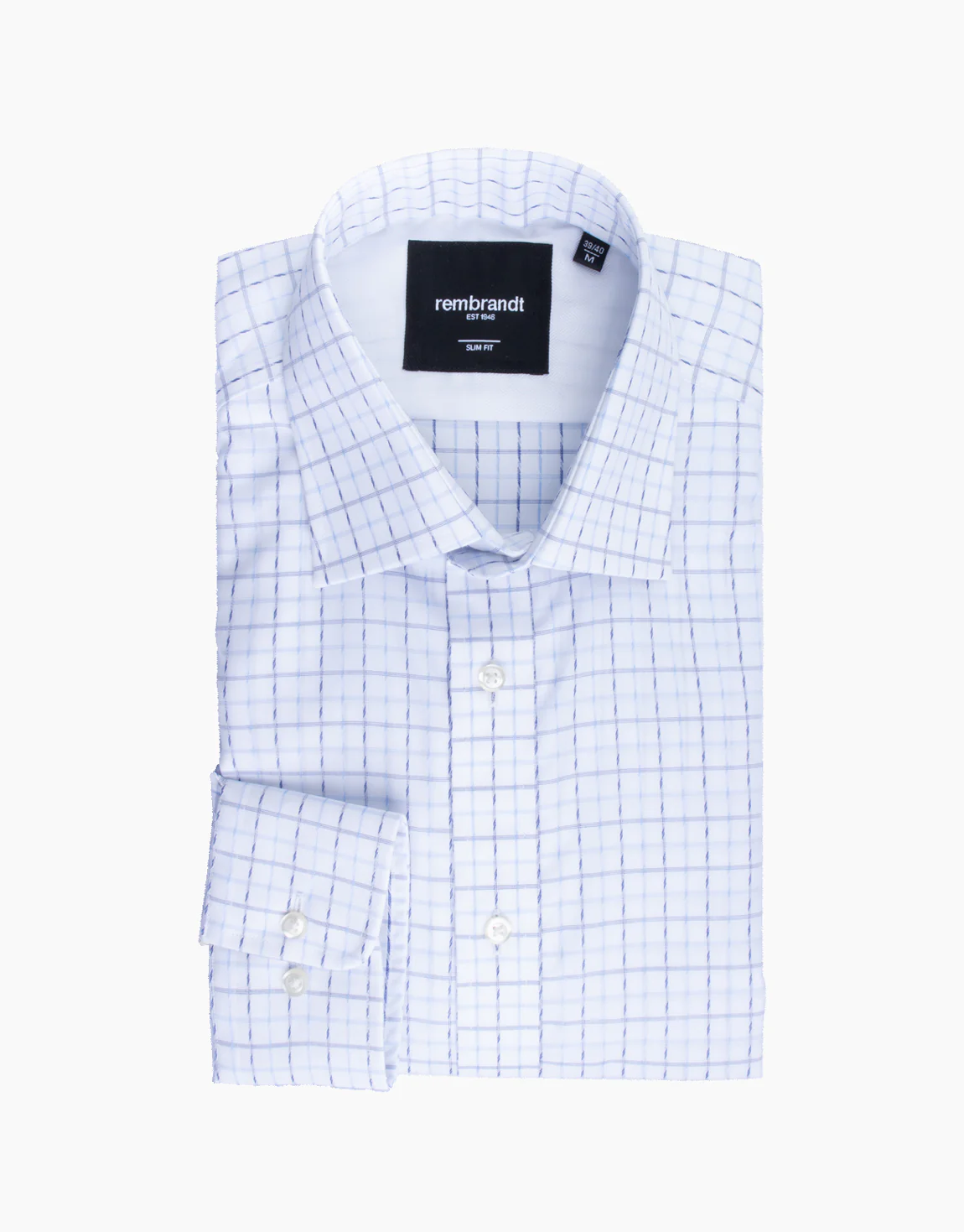 York White & Blue Check Non-Iron Shirt - Image 6